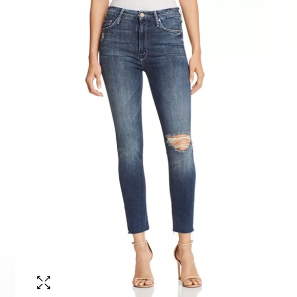 MOTHER The Looker High-Rise Ankle Fray Skinny Jeans in Close to the Edge 24 - Picture 2 of 16
